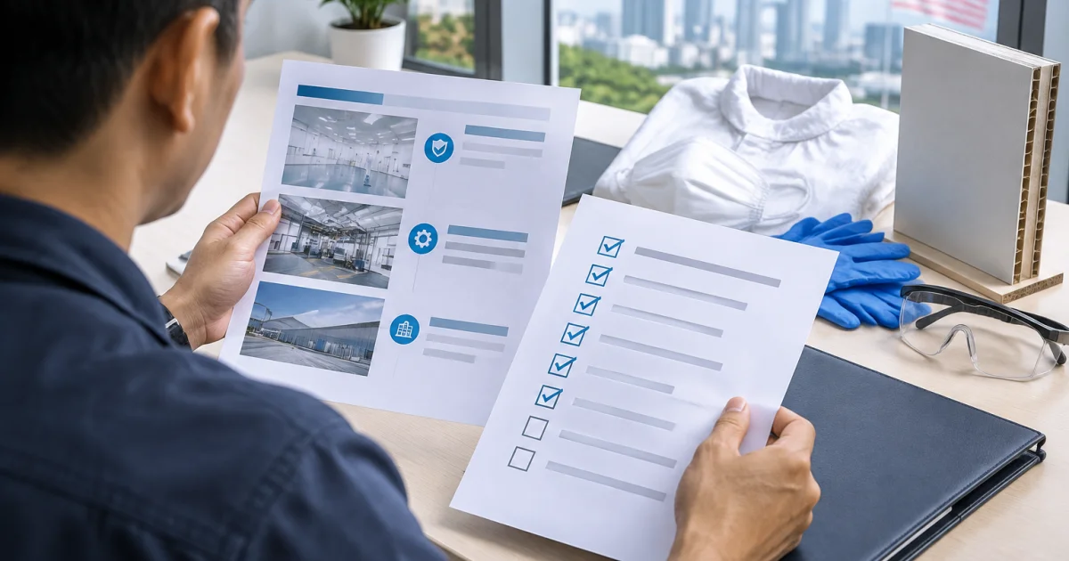 Facility manager comparing cleanroom providers in Malaysia using a selection checklist